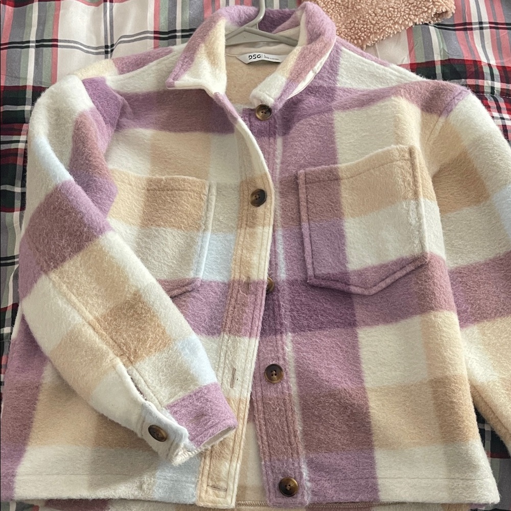 DSG Kids Plaid Jacket in Purple and Cream
